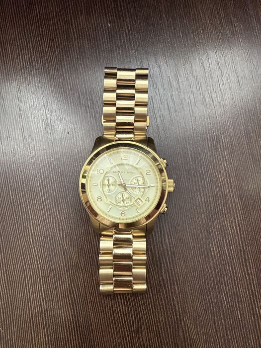 Duży zegarek Michael Kors MK-8077 – złoty chronograf, oryginalny