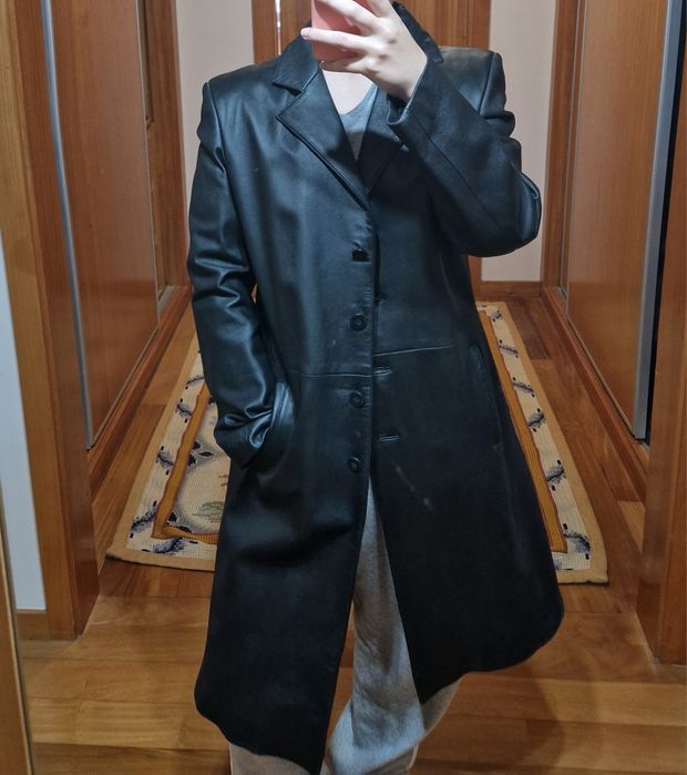 Casaco de couro genuíno