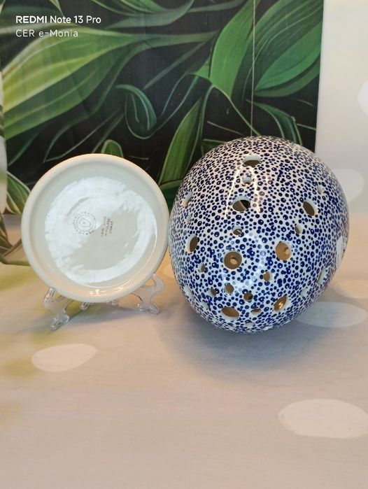 Ceramika Bolesławiec lampion ceramiczny jajo duże