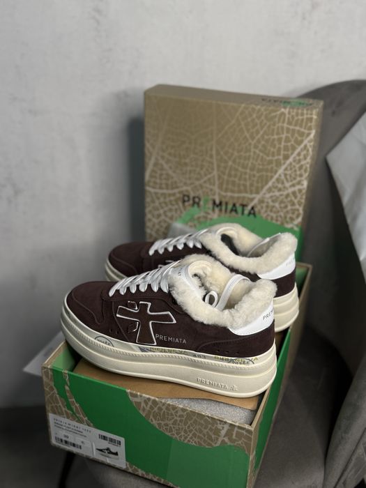 Кеди кросівки преміата жіночі premiata з хутром зимові кеди