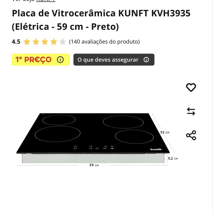 Placa vitroceramica kunft
