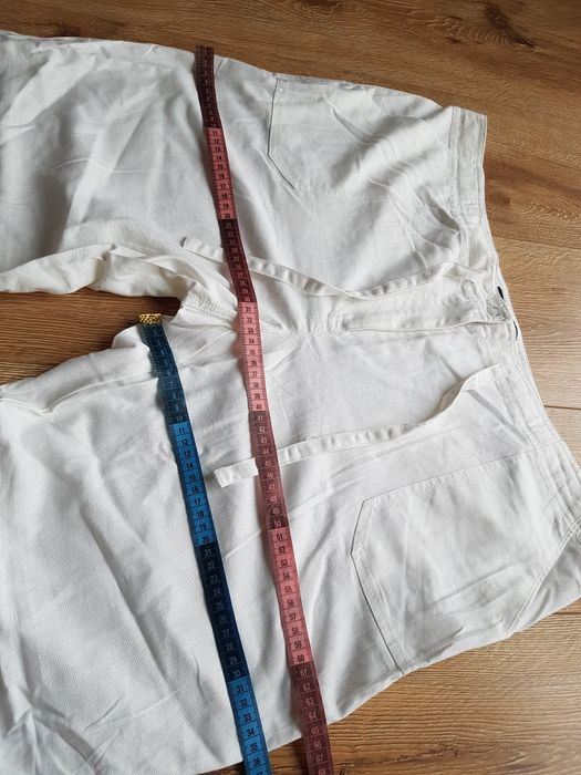 48 4XL Aniston Casual spodnie lniane viskoza szwedy białe lato