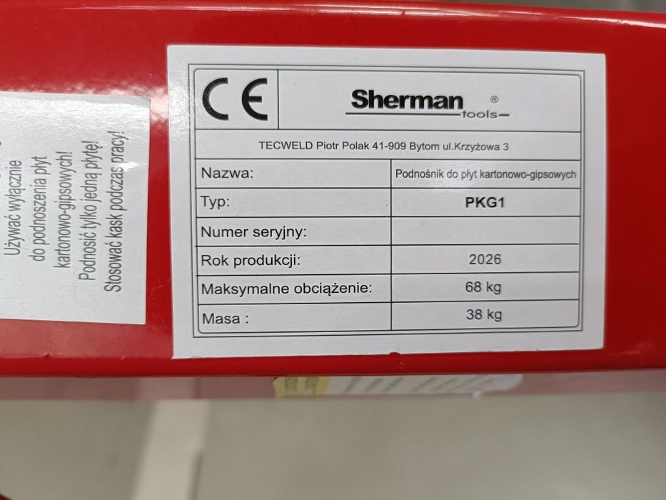 Podnośnik do płyt G-K / OSB Sherman PKG001 (kompletny zestaw)