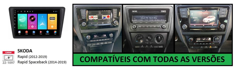 (NOVO) Rádio 2DIN • SKODA Octavia / Yeti / Rapid (4+64GB) • Android