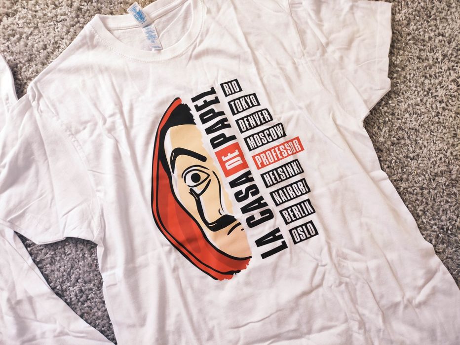 Nowy komplet dla pary par Dom z papieru koszulka T-shirt 100% bawełna