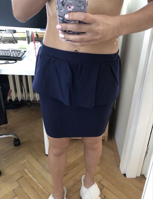 Nowa, granatowa spódniczka z baskinką Stradivarius S