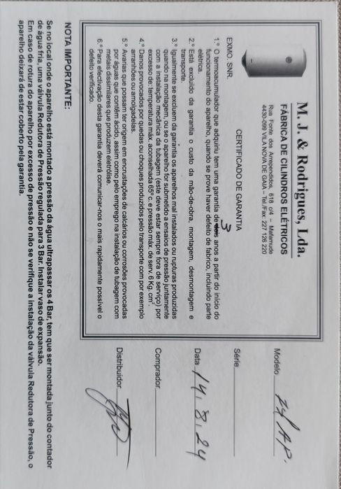 Cilindro Termoacumolador em COBRE 75L