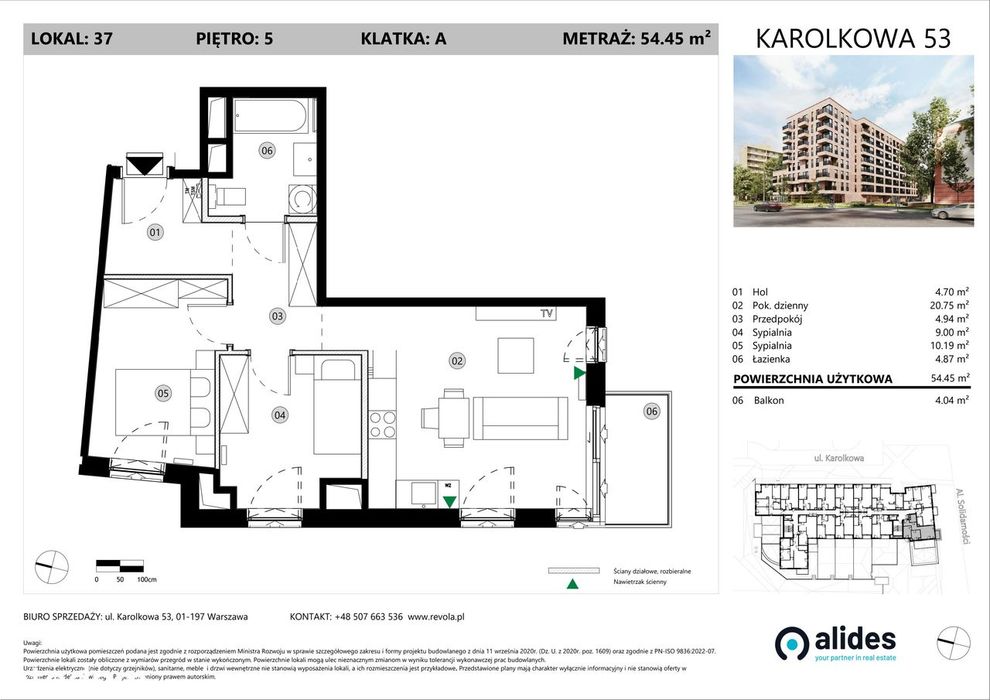 3-pokojowy apartament 54m2 + balkon