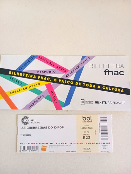 bilhetes concerto das guerreiras do K-pop