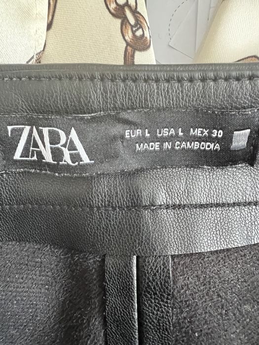 Zara czarne eco skórzane spodnie   r. L/XL