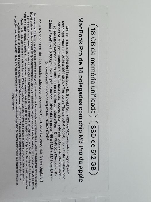 MacBook Pro 14" M3 Pro | 18 GB RAM | 512 GB SSD | Garantia até 2027 +