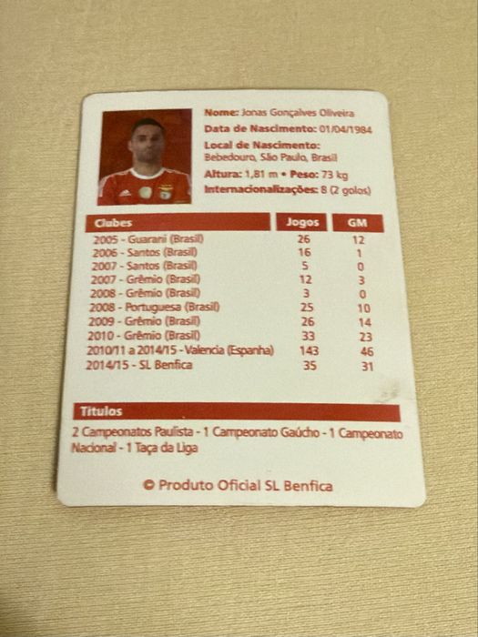 Cartas 3D Benfica 2015/16