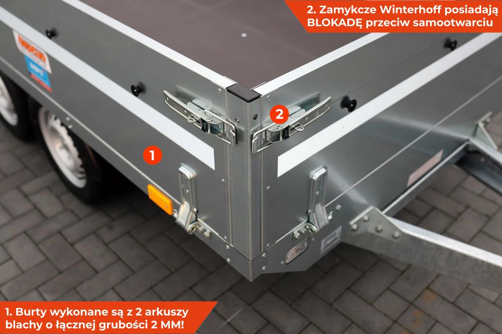 Przyczepka samochodowa 302 x 151 koła pod spodem Nowa Neptun NORDICA