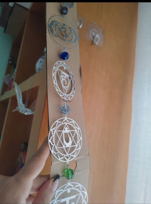 Pendente 7 Chacras con cristal multifacetado 
Pendente com cristal mul