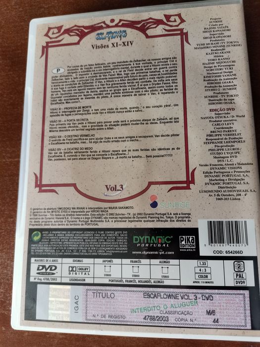 DVD Anime Conjunto de três volumes The Vision of Escaflowne