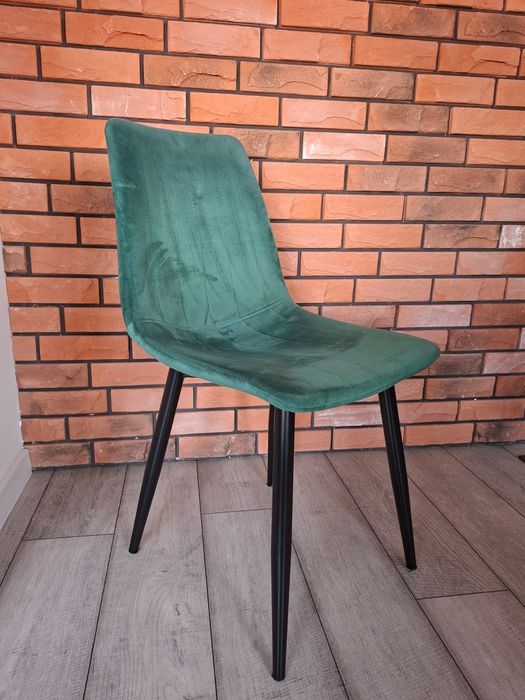 Krzesła welurowe 6 sztuk klor butelkowy