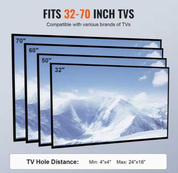 Suporte de TV Móvel VEVOR 32–70" com Rodas – Novo na Caixa, nunca montado