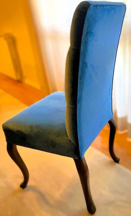 Cadeiras de Sala de Jantar, Madeira Maciça e Veludo