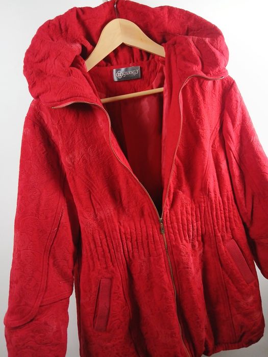 Damska kurtka czerwona parka płaszcz vintage Guang M/L