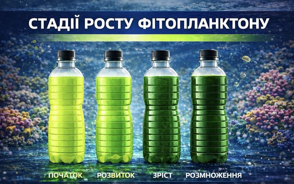 Живий фітопланктон Tetraselmis 1л + добрива F2 + інструкція