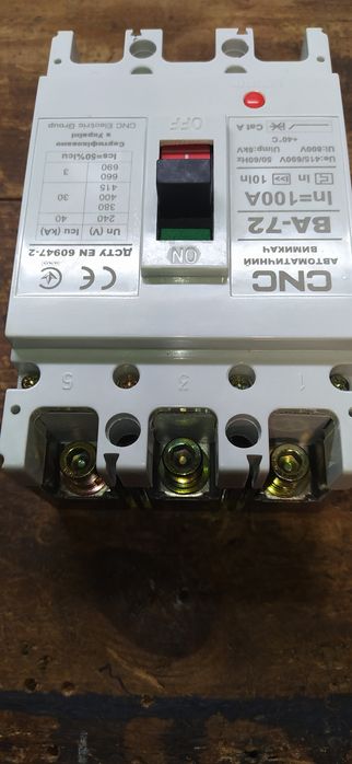 Автоматичний вимикач ВА 72 100А 3 полюси 380В CNC