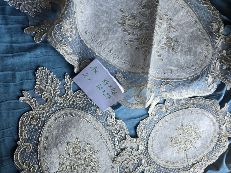 Biezniki Komplet 3 szt,turecki,welur. Krem/ZLOTO glamour
