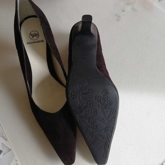 Czółenka szpilki Salamander 38 buty zamszowe NOWE brązowe