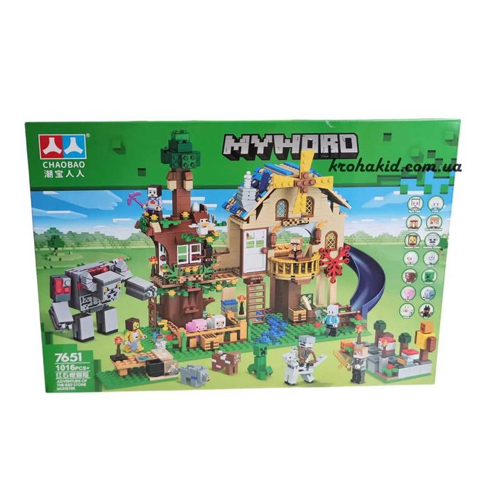 Конструктор Майнкрафт Дім на дереві та вітряна село Minecraft 1016 дет