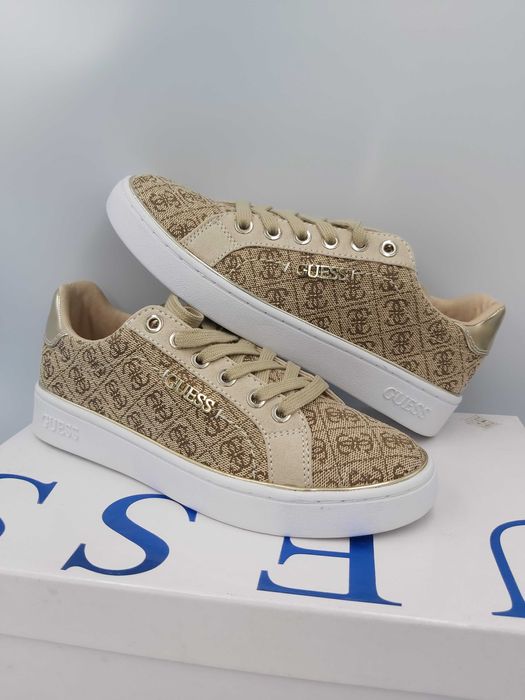 NOWE sneakersy GUESS złote monogram trampki rozmiar 35