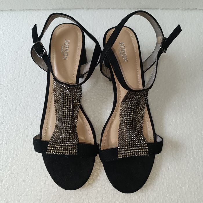 Sapatos Pretos de Senhora Seaside Tamanho 38 com aplicação Lantejoulas