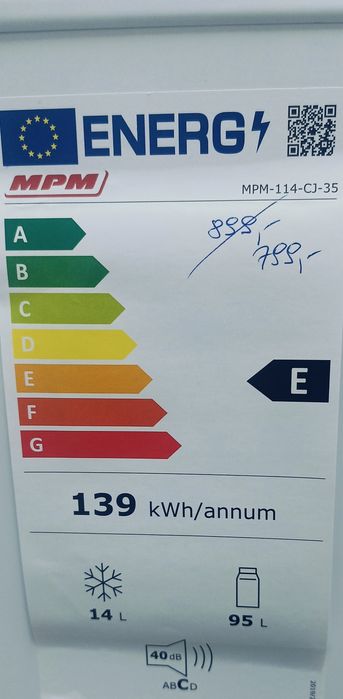 Lodówka MPM 114-CJ-35 85cm biała , czarna