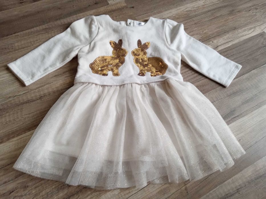 Kremowa sukienka elegancka dla dziewczynki 80