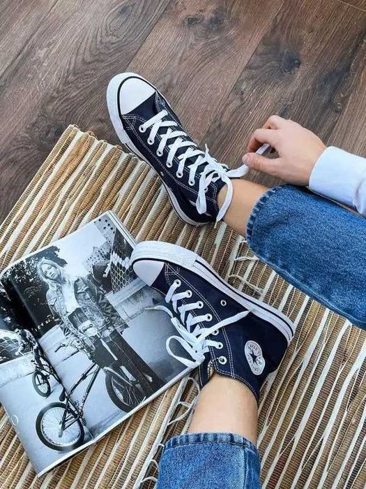 Жіночі та дитячі сині кеди конверс Converse all star navy blue 36-41р.