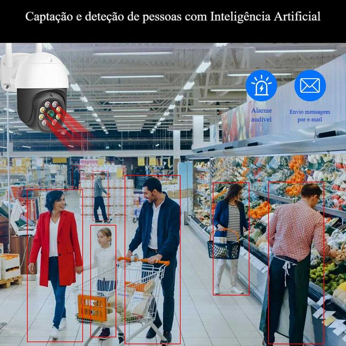 Câmara Vigilância Exterior / FullHD / WiFi / Visão Noturna a Cores