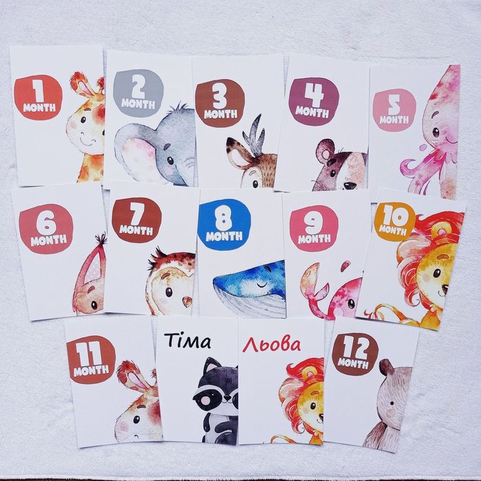 Карточки для фотосессии ребенка по месяцам, картки для фотосесії малюк