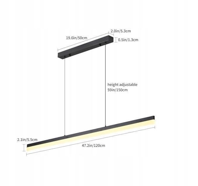 Mikeru 120 Cm Ściemniana, Nowoczesna Lampa Wisząca Led 48W