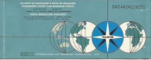 VARIG - BRASIL - BILHETE ANTIGO 1981 - aviação - airlines - airways