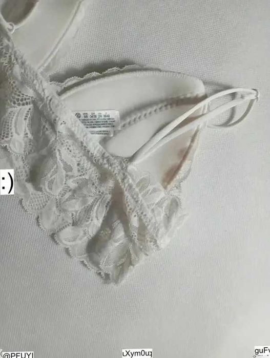 Primark bralette XS 34/36 biały koronkowy biustonosz bez fiszbin