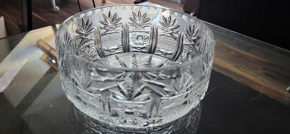 Duża kryształowa misa z PRL
