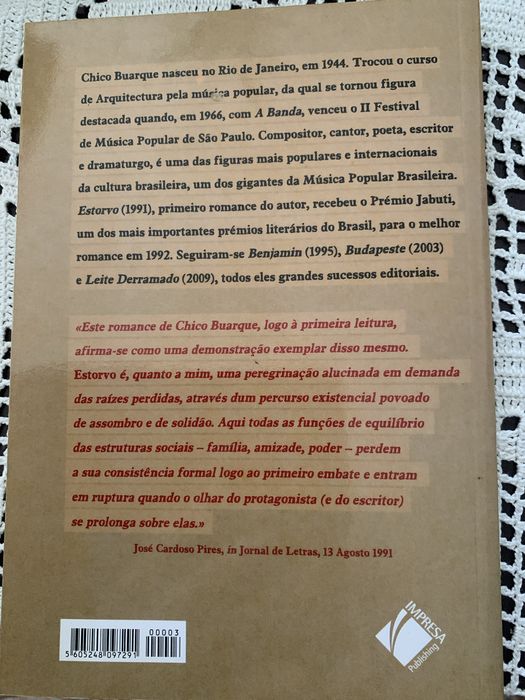 Livro Estorvo Chico Buarque