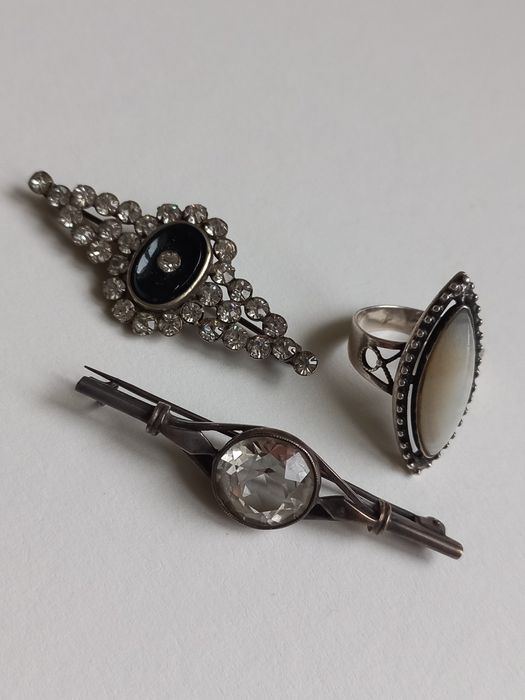 Кольца и брошь серебро 875проба звезда