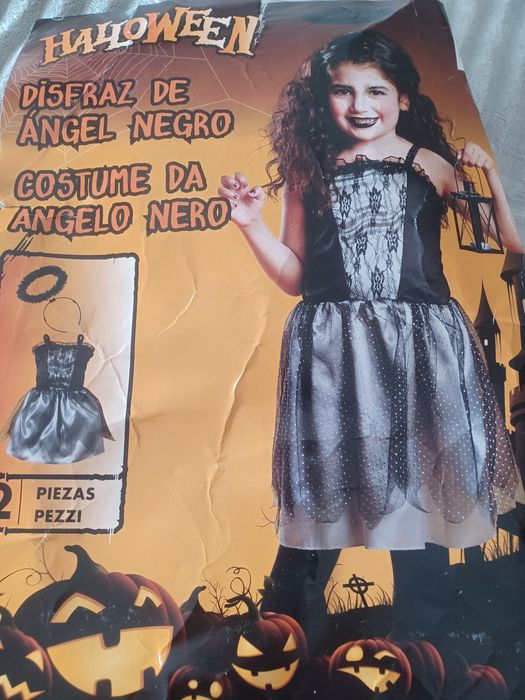 HALLOWEEN Disfarce  de anjo negro 7/10 anos