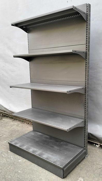 Торгові пристінні стелажі «Колумб» 195х100 см. RAL 7022, Б/у 13149
