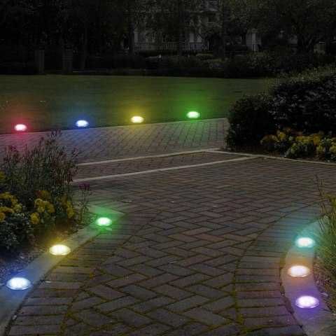 Lampki ogrodowe solarne dysk rgb 8 led