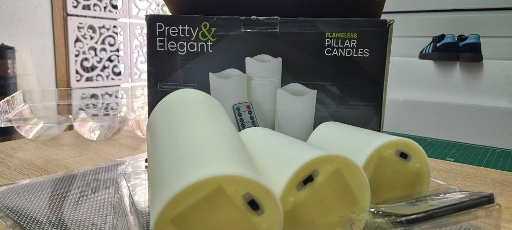 Conjunto de 3 Velas LED de coluna sem chama