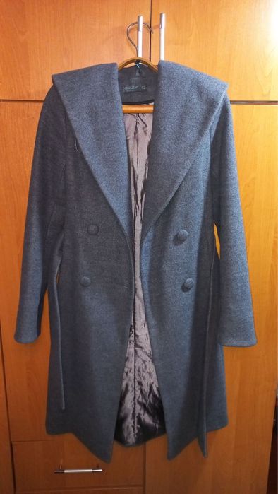 Пальто драповое серое зимнее