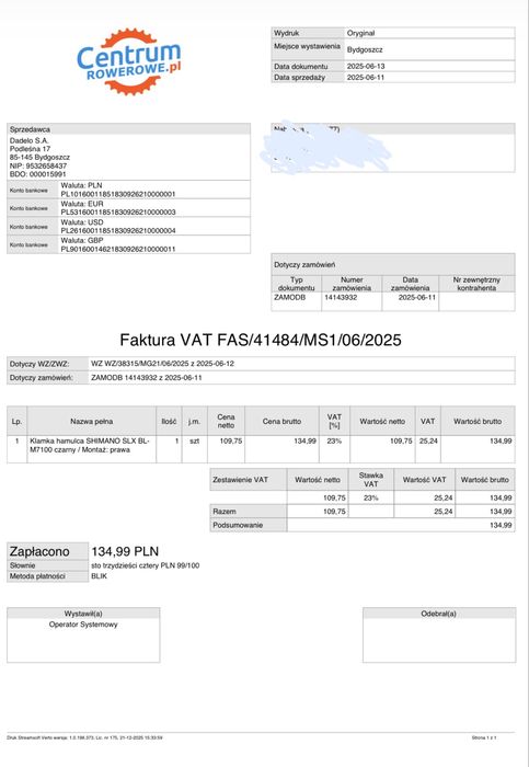 Jak nowa! Prawa klamka hamulcowa Shimano SLX BL-M7100 gwarancja