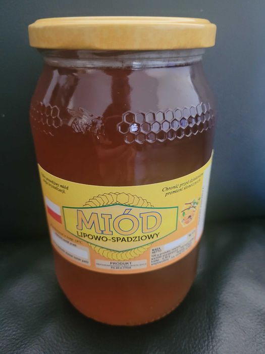 Miód LIPOWO-SPADZIOWY z wlasnej pasieki 100% NATURALNY! 1300g.-0,9L.