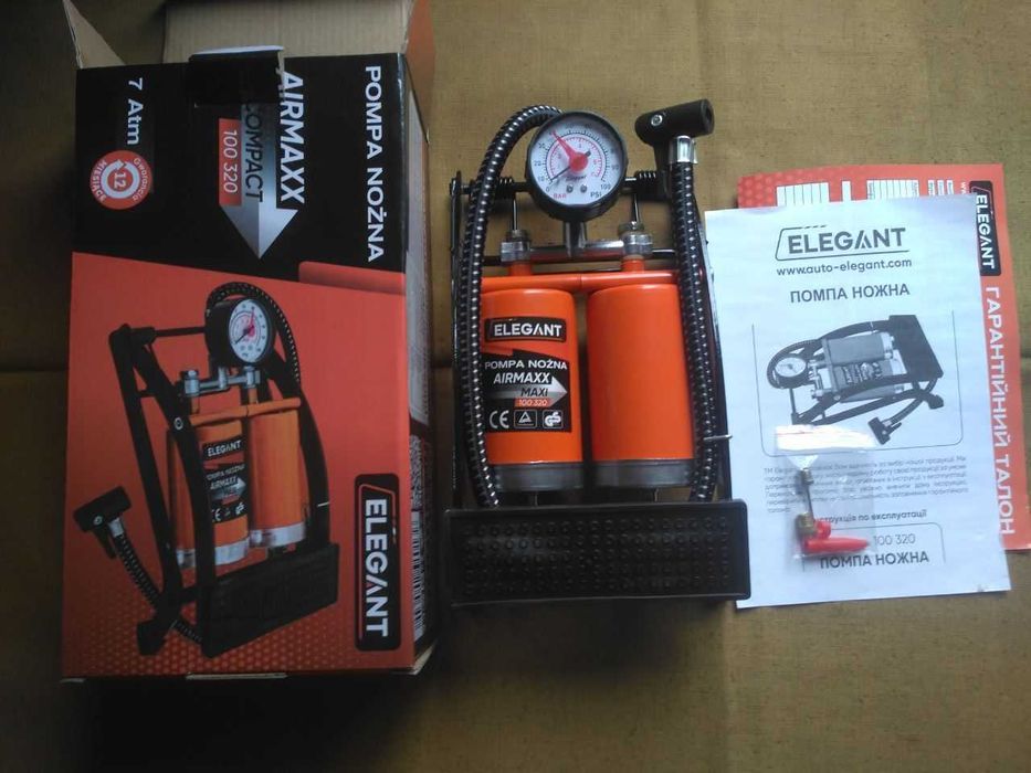 Продам/помен. хороший 2-х поршневой ножной импортный автомобиьн. насос