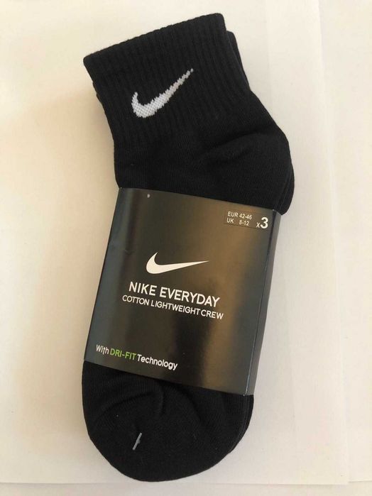 6 par skarpet Nike z czystego bawełny. Czarne, krótkie, Rozmiar M/L
